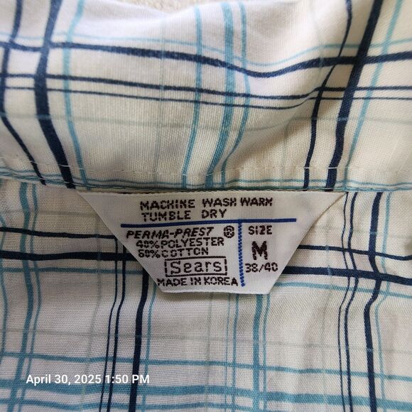 Vintage Sears Roebuck Co Men's Medium Cotton/Poly Long Sleeve Pajama Top Blue - Picture 4 of 7